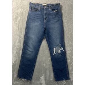 Levi Strauss Signature Heritage High-Rise Straight Jeans Size 10 Distressed